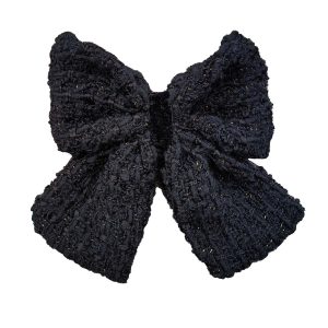 Black Chunky Tweed Bow